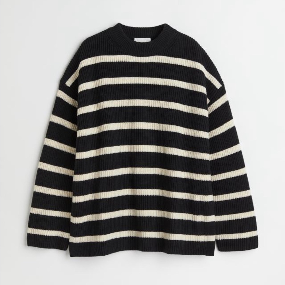 H&M Black and White Striped Rib knit sweater